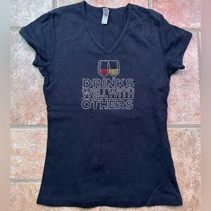 Chic Black Graphic Tee - Drinks Well With Others